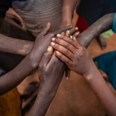 Children hands in one of African villages, Ethiopia, East Africa